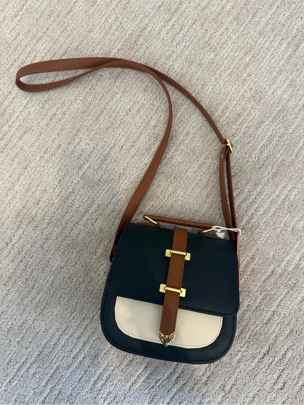 Dr. Pachanga Tri-Tone Leather Crossbody Bag in Black, Brown & Cream